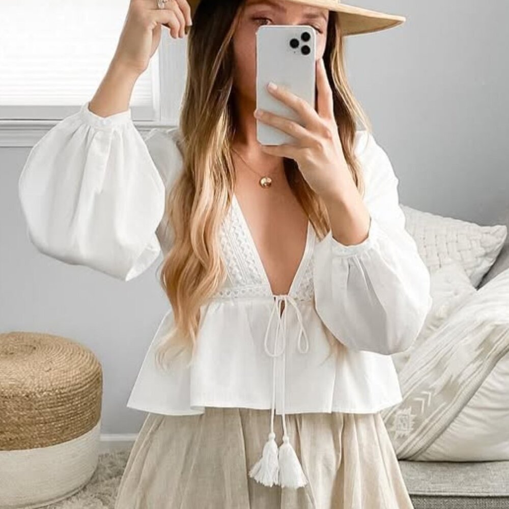 Princess Polly Rain Dance Tie Front Top - NWOT